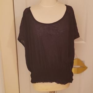 Free People Tie Back Plum Lace Semi Sheer Top